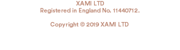 XAMI LTD Registered in England No. 11440712. Copyright © 2019 XAMI LTD 